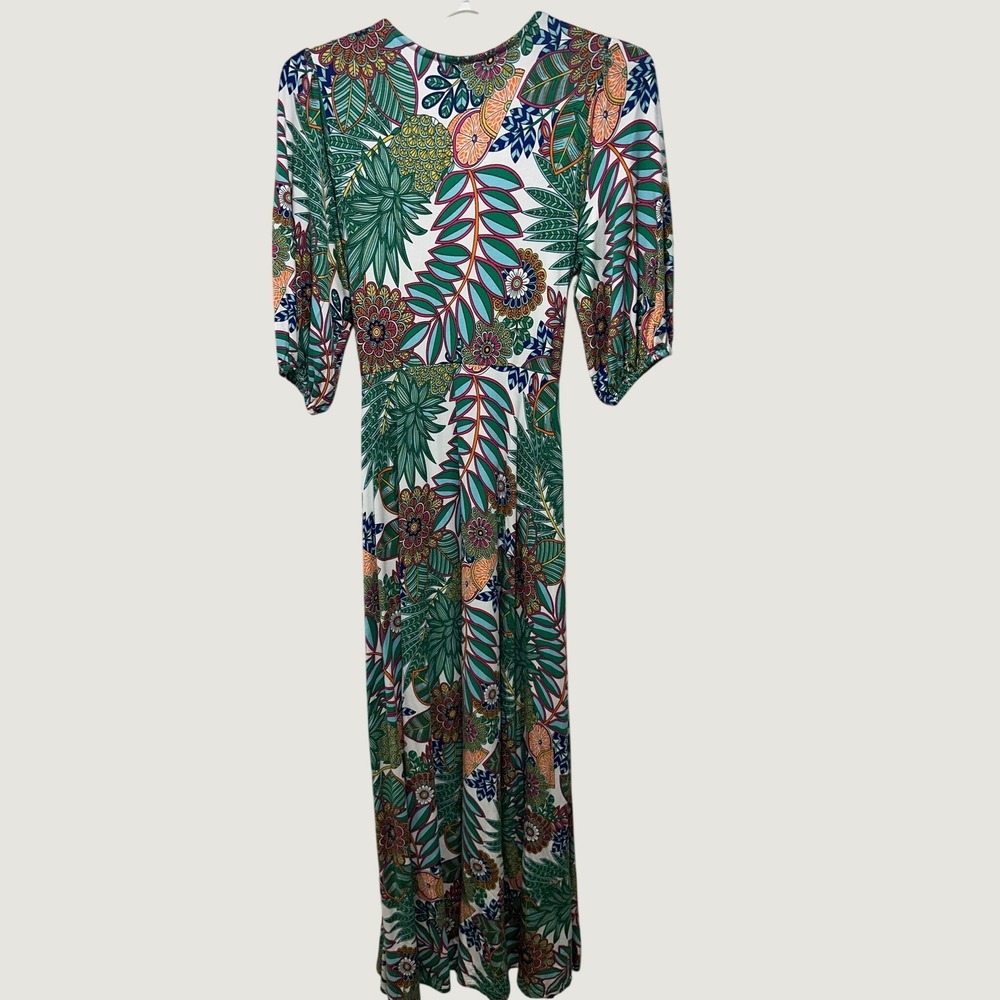Boden Women Green Tropical Fruit Print Lenzing Ecovero Wrap Maxi Dress 4R Resort - Picture 5 of 11